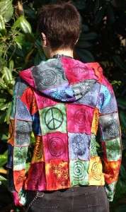 Tie Dye Yoga Patchwork Hippie Boho Hoodie Top S M L XL  