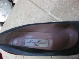 MAUD FRIZON, MISS MAUD NAVY SUEDE, PATENT LEATHER SHOES, HEELS USED 37 