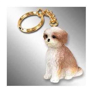  Shih Tzu Puppy Cut Dog Keychain   Brown & White