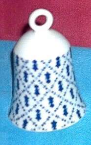 Holly Hobbie Petite Pattern Porcelain Bell Blue & White Japan made in 