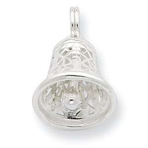    Sterling Silver Polished Movable Bell w/ Spring Ring Charm Jewelry