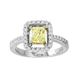   Framed Ring in 18K White Gold (SI1 SI2) 1 CT. T.W. solitaire mountings