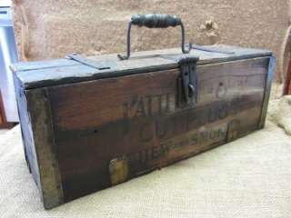 Vintage 1800s Handforged Iron & Wood Tabacco Box  Antique Old Basket 