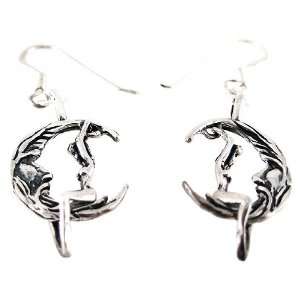  Sterling Silver Moon Rider 3D Movable Earrings Jewelry