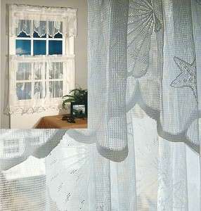 Seashells Lace Valance Swag, Panel 63 & 84 and Shower Curtain  