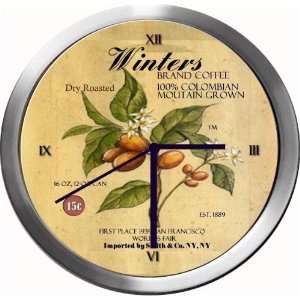  WINTERS 14 Inch Coffee Metal Clock Quartz Movement 