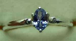 genuine TANZANITE solitaire ring 5x3 oval size 4.5 NICE COLOR sterling 