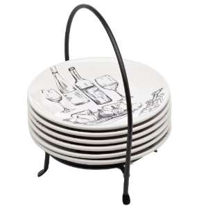  Signature Housewares Party Plates with Caddy, Wine and 