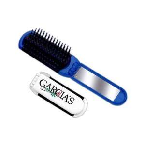  Fold away hair brush with soft bristles and mirror in 