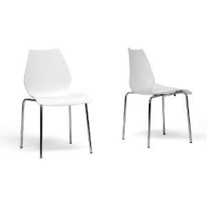   DC 7A white Plastic Modern Dining Chair   Set of 2 