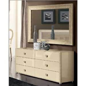  Modern Dresser and Mirror in Beige Finish Made in Italy 
