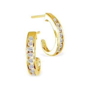  1/4 Carat Diamond Hoop Earrings in Yellow Gold Jewelry
