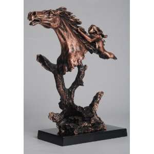  Bronze Horse & Lady Bust Sculpture 