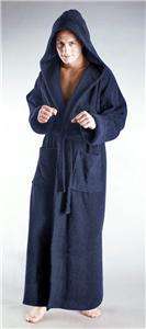 Mens Hooded Full Length Long Turkish Terry Cotton Bathrobe Robe With 