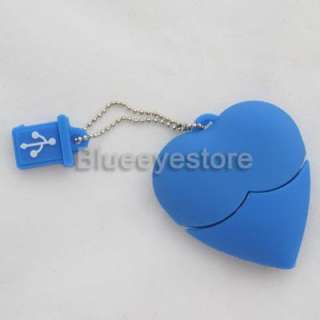 4GB Blue Heart Shape USB 2.0 Flash Memory Pen Drive Real Capacity 