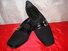 RANGONI FIRENZE BLACK WOMENS FABRIC & LEATHER LOAFERS SLIP ON SHOES 