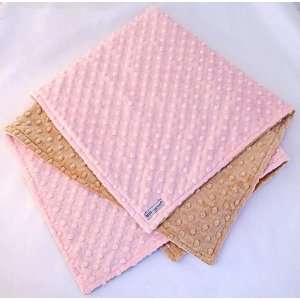  Pink & Latte Minky Dot Blanket Baby