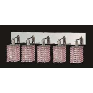 Mini 5 Light Oblong Canopy Square Wall Sconce in Chrome Crystal Color 