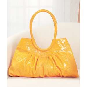  Embossed Faux Croc Shoulder Purse (Yellow with a hint of 