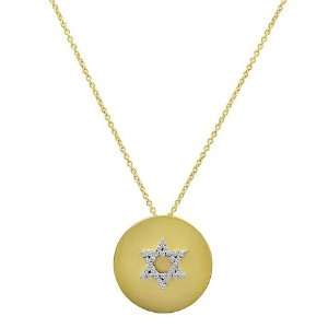 Meira T 14K Yellow Gold Disc & Diamond Jewish Star Necklace
