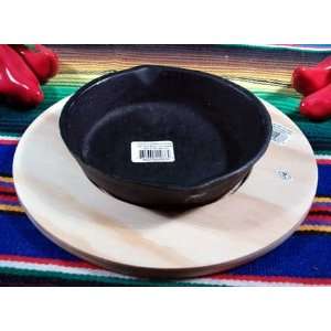 Mexican Cast Iron Queso Cheese Bowl & Wood Base  Kitchen 