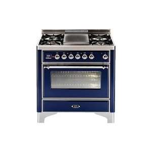  ILVE 36 Inch Dual Fuel Range with Fry Top and Rotisserie 