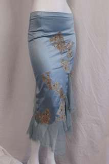 398 Mandalay Skirt Applique Sky Blue Gold Applique 2 XS #00081Z 