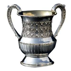  Silver Washing Cup with Squares and Pearl Shapes 