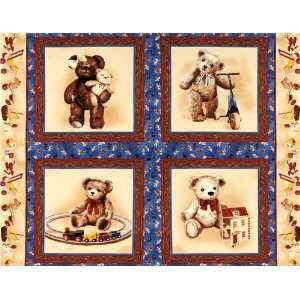  44 Wide Bear With Me Toy Train Panel Multi Fabric By The 
