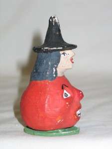   Composition Halloween Witch Jack O Lantern Candy Container  