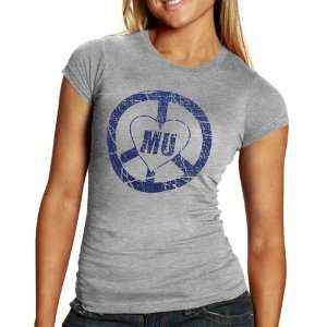  Marquette Golden Eagles Ladies Ash Peace and Love T shirt 