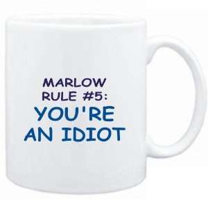 Mug White  Marlow Rule #5 Youre an idiot  Male Names  