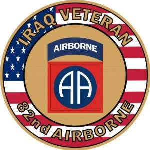 US Army Iraq Veteran 82nd Airborne Decal Sticker with USA flag 3.8 6 