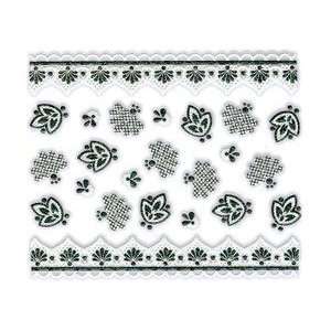 Iridescent Glitter White & Black Fan/Leaf Floral Nail Stickers/Decals