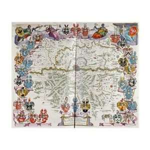 Johannes Blaeu   Map Of Germany Centred On Frankfurt Giclee Canvas 