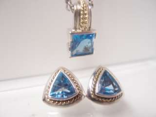LORENZO Sterling & 18k Gold Earrings & Pendant With Necklace  