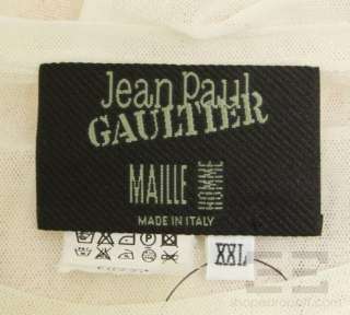 Jean Paul Gaultier Malle White Mesh & Red Logo Distressed Mens Shirt 