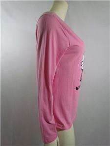 New HELLO KITTY Crew Neck Long Sleeve Pink T Shirt Top M,L  
