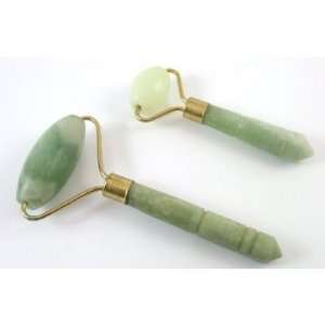   2x Polished Green Aventurine Jade Gemstone Healing Massage Roller Wand