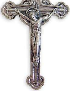 Silver Pectoral Cross Crucifix Jesus Christ Italy INRI  