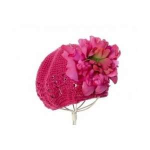 Jamie Rae Raspberry Crochet Hat with Raspberry Peony Size 18 Months 3 