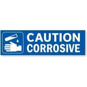 Magnetic Cabinet Label Caution Corrosive   Heavy Laminated Magnetic 