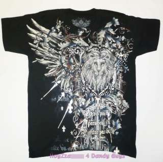 Lion & Wings T Shirt w/ Rhinestone & foil Short Sleeve  