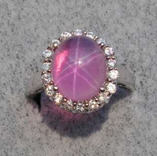 LINDE LINDY STAR SAPPHIRE CREATED TRANSPAR PINK SS RING  