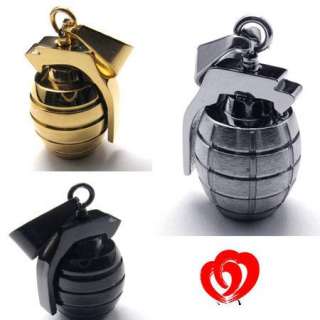 New Men Grenade Stainless Steel Pendant Necklace Gift  