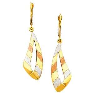  Tri Color Gold Fancy Dangle Hanging Earrings with Fishhook for Women