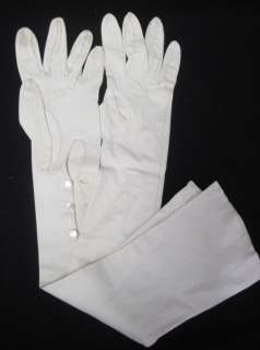 VINT LOT 2 GANT Ivory Leather Elbow Length Gloves Sz S  
