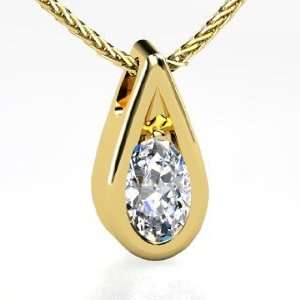 Gem Loupe Pendant, Oval Diamond 14K Yellow Gold Necklace Jewelry