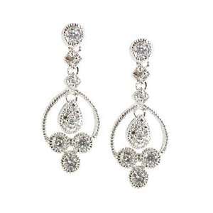  Sterling Silver & CZ Small Chandelier Earrings Something 