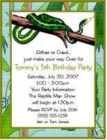 Snake Snakes Reptile Birthday Party Invitations Custom  